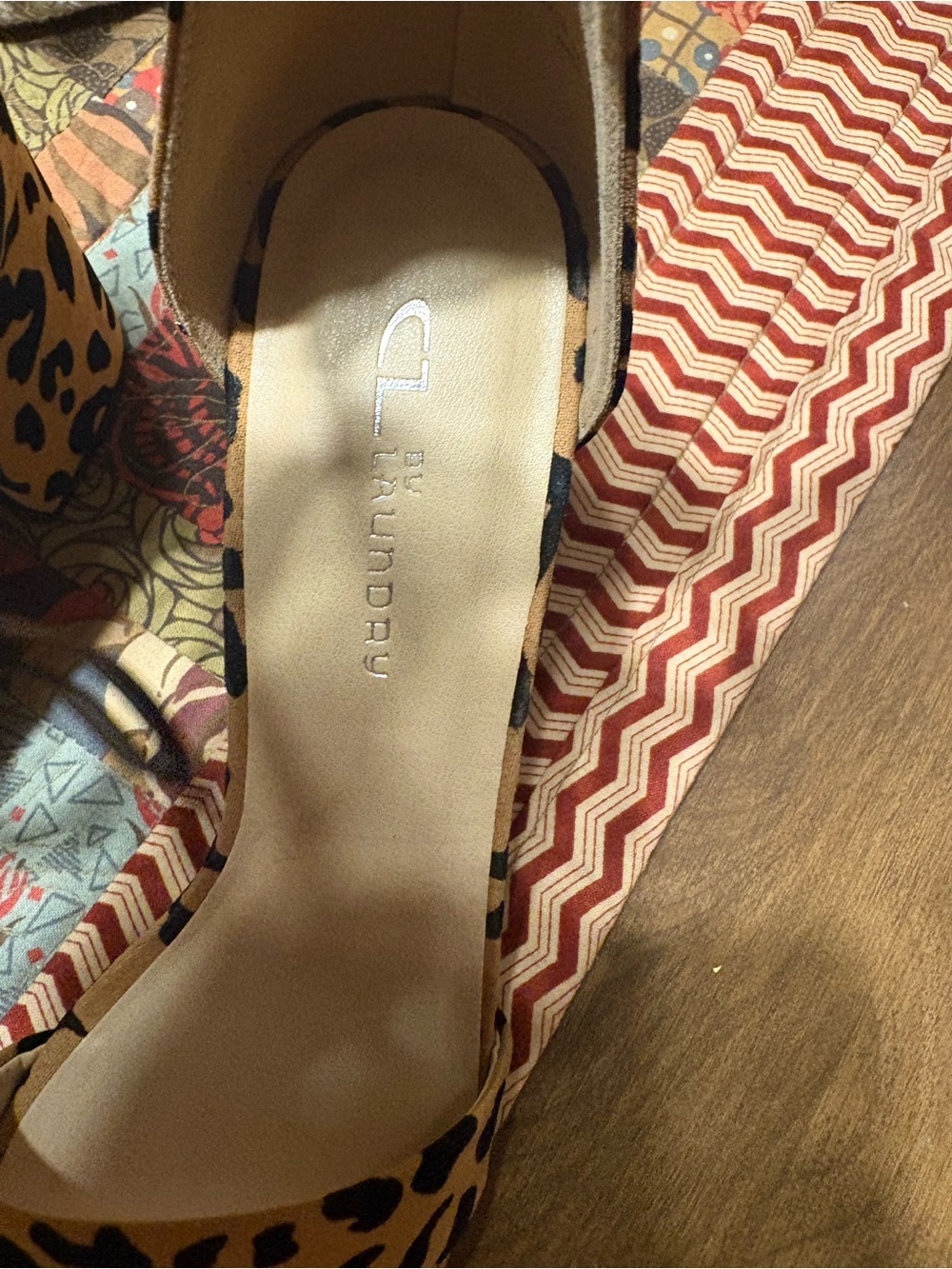 CL by Laundry Leopard Print Block Heel Sandals - Tan and Black - Picture 5 of 8